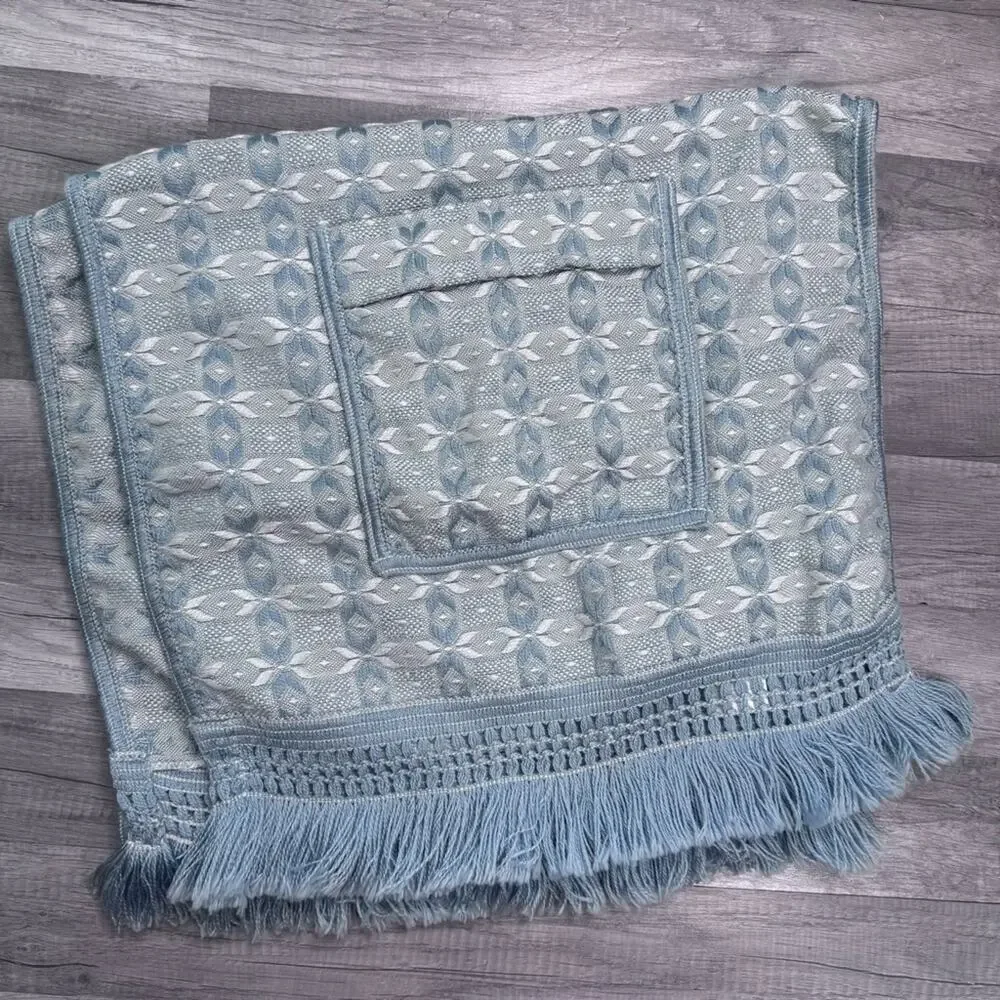 VIT Columbine Cody Pocket Throw Shawl Blue Blanket Scarf Fringe Wrap Cottagecore